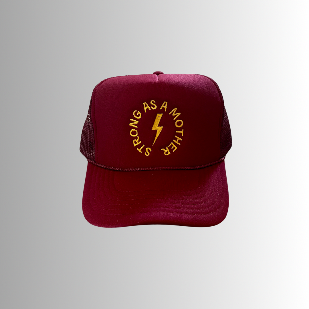 Strong as a mother® Embroidered Trucker Hat - Burgundy  display picture 1