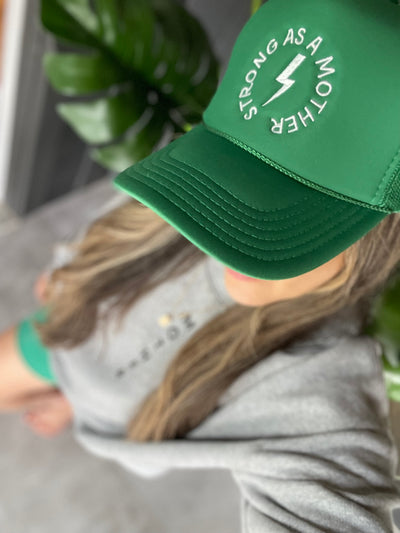 Strong as a mother Embroidered Trucker Hat - Kelly Green