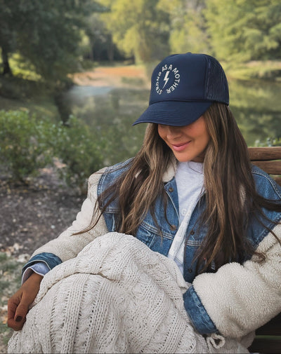 Strong as a mother® Embroidered Trucker Hat - Navy