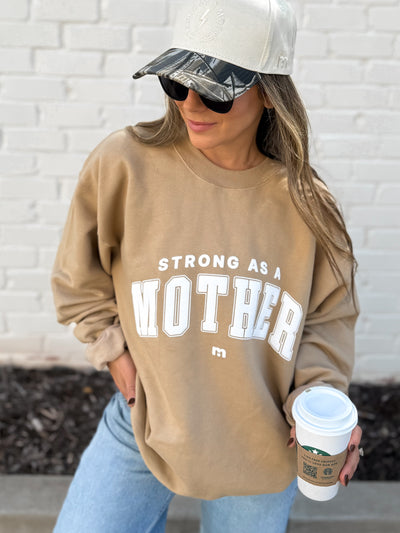 Strong as a mother® Varsity Sweatshirt- Khaki