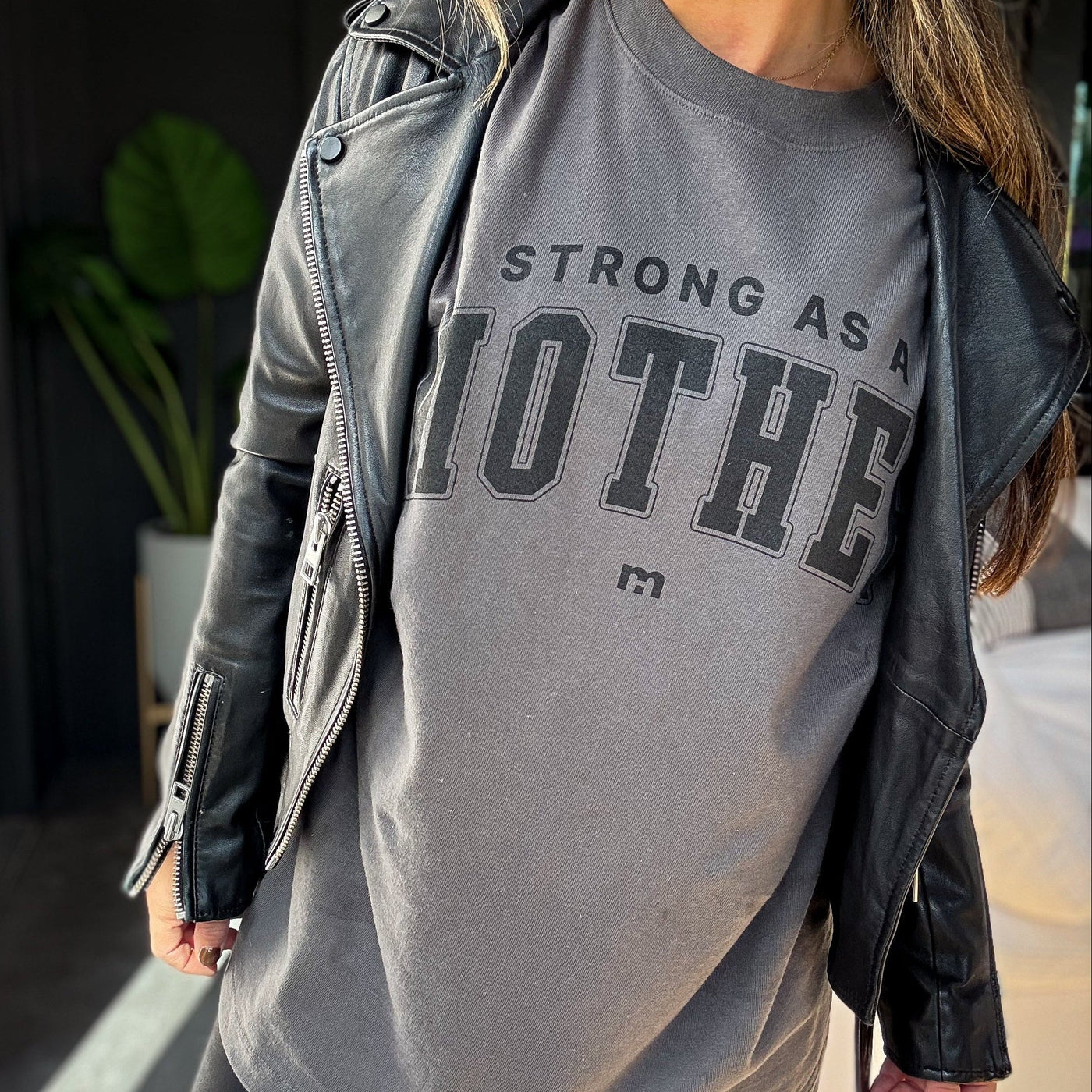 Oversized Varsity Layering Tee - Charcoal Gray