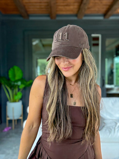 111 Embroidered Dad Hat - Brown