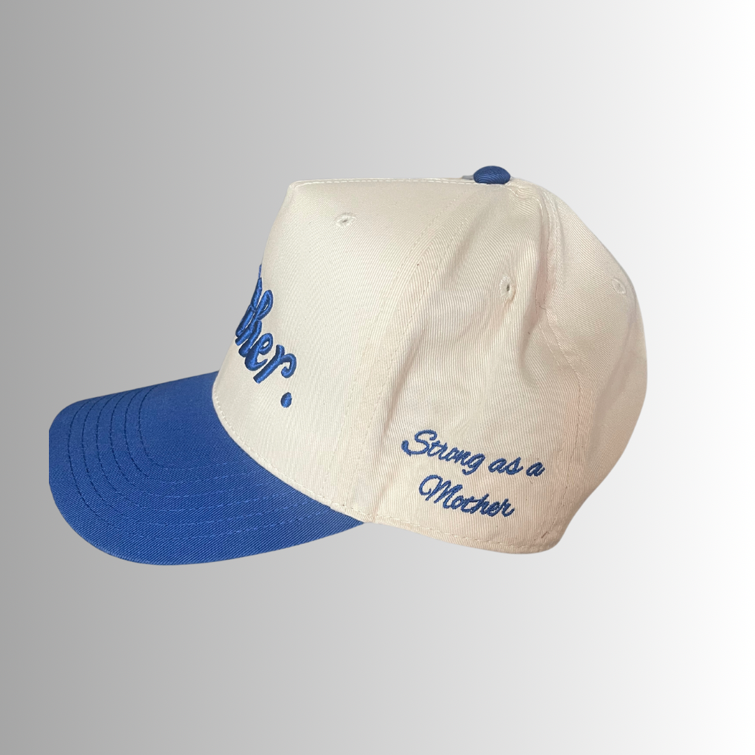 Mother Canvas Hat - Cream/Royal Blue