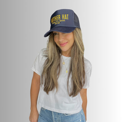 Mother Hat - Embroidered Trucker Hat - Navy