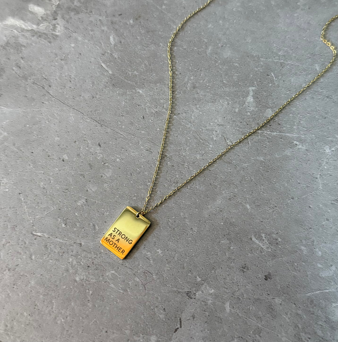 Strong as a mother® Gold Tag Necklace