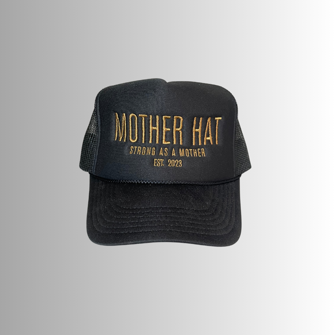 Mother Hat - Embroidered Trucker Hat - Black