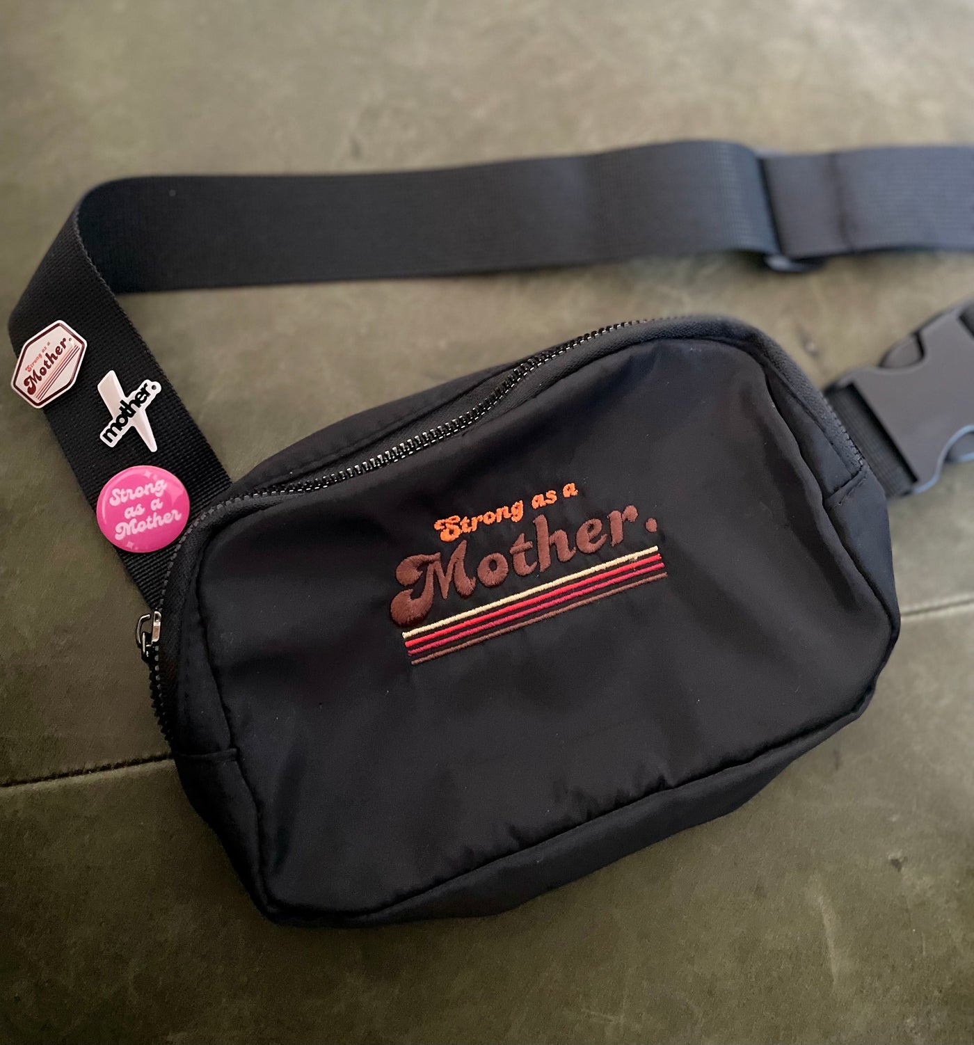 Strong as a mother™- Embroidered Belt Bag