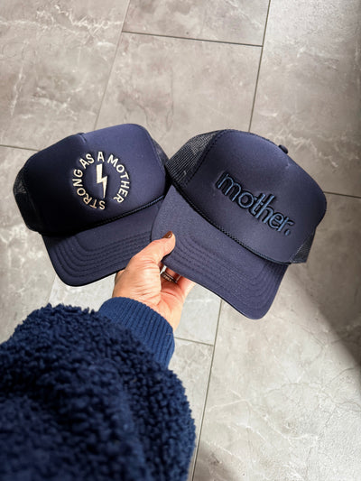 Strong as a mother® Embroidered Trucker Hat - Navy