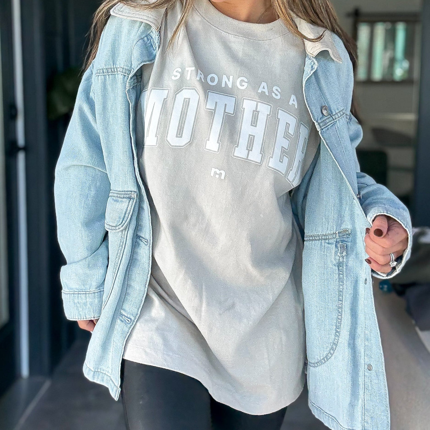 Oversized Varsity Layering Tee - Stone