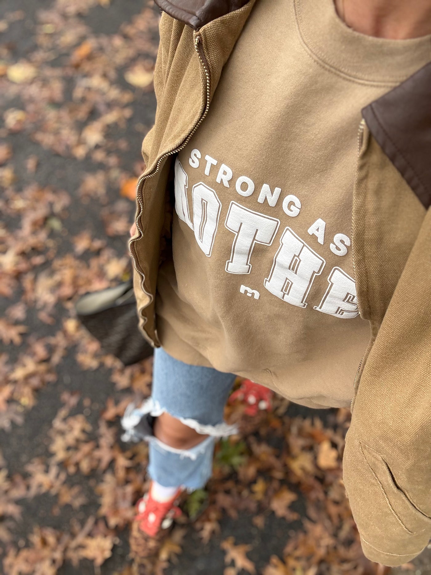 Strong as a mother® Varsity Sweatshirt- Khaki