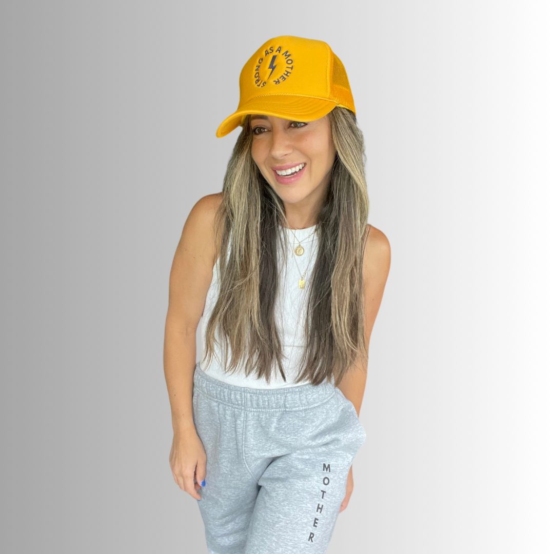 Strong as a mother Embroidered Trucker Hat - Yellow