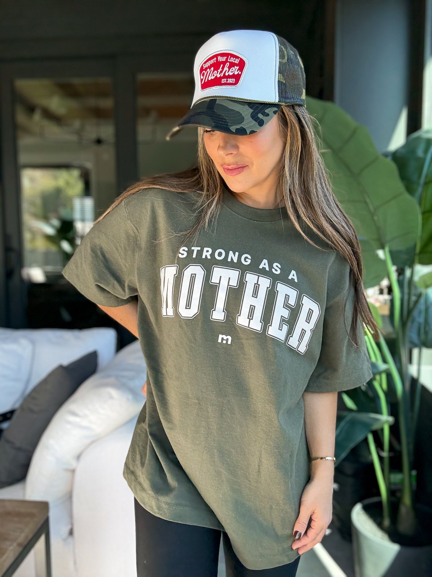 Oversized Varsity Layering Tee - Olive