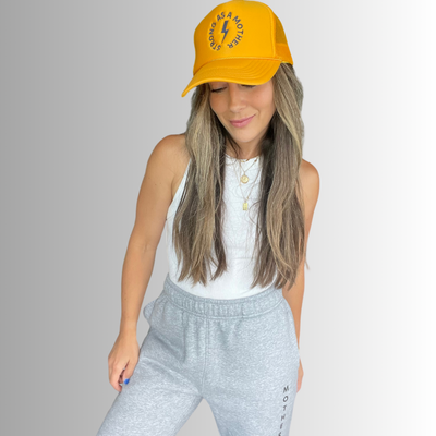 Strong as a mother Embroidered Trucker Hat - Yellow