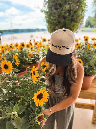 Strong as a mother® Script Canvas Hat - Natural/Black