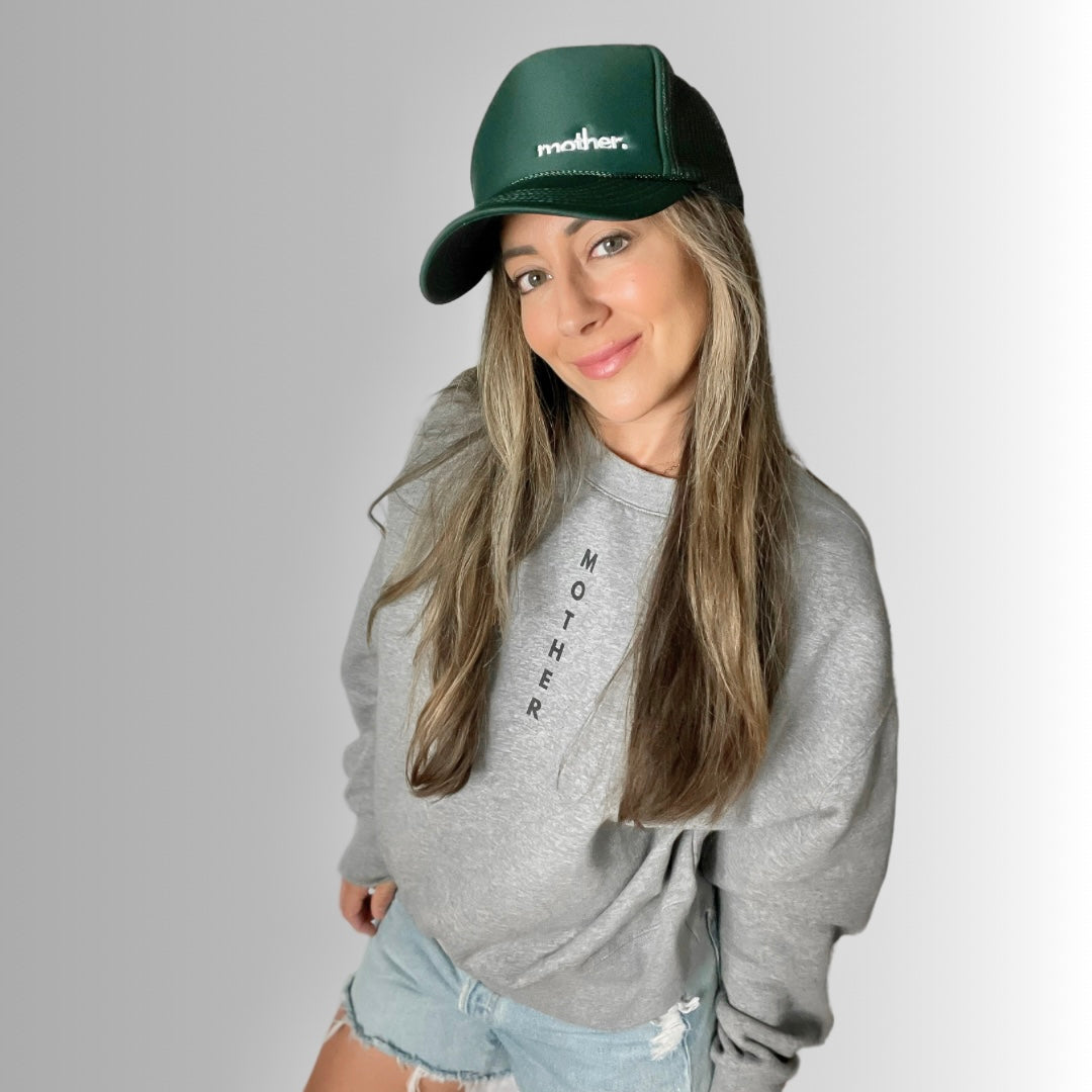 The Mini Mother Embroidered Women's Trucker Hat - Forest Green