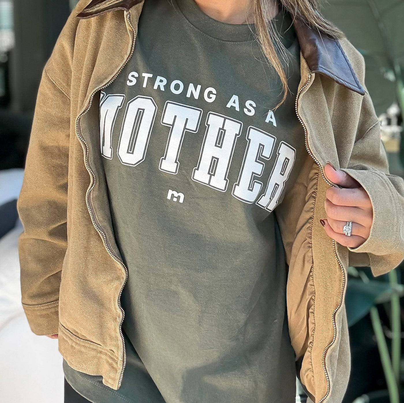 Oversized Varsity Layering Tee - Olive