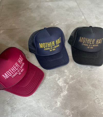 Mother Hat - Embroidered Trucker Hat - Maroon