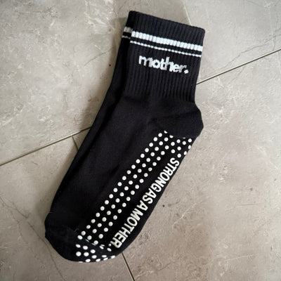 Throwback Half Crew Striped Grip Socks - Black