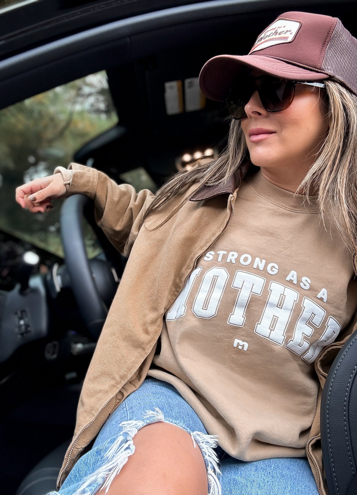 Strong as a mother® Varsity Sweatshirt- Khaki