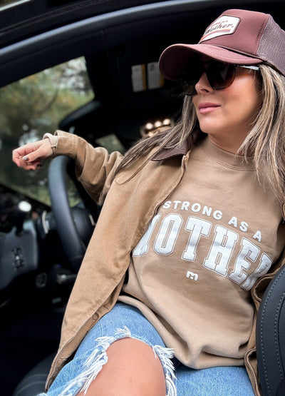 Strong as a mother® Varsity Sweatshirt- Khaki