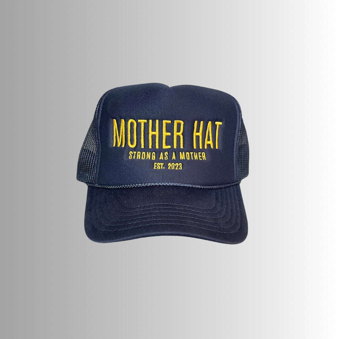 Mother Hat - Embroidered Trucker Hat - Navy