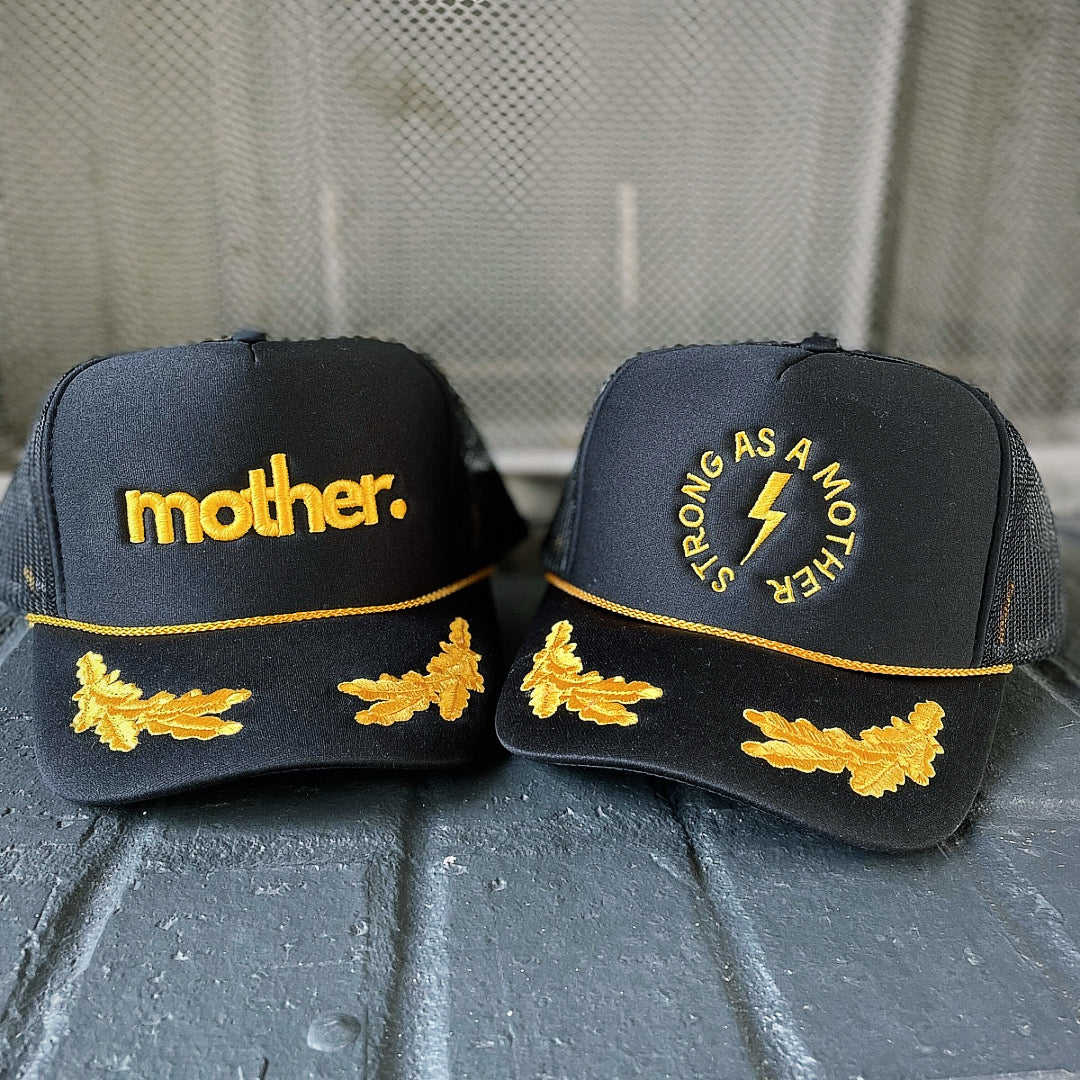 Mother Embroidered Captain Hat - Black and Gold – mother hats