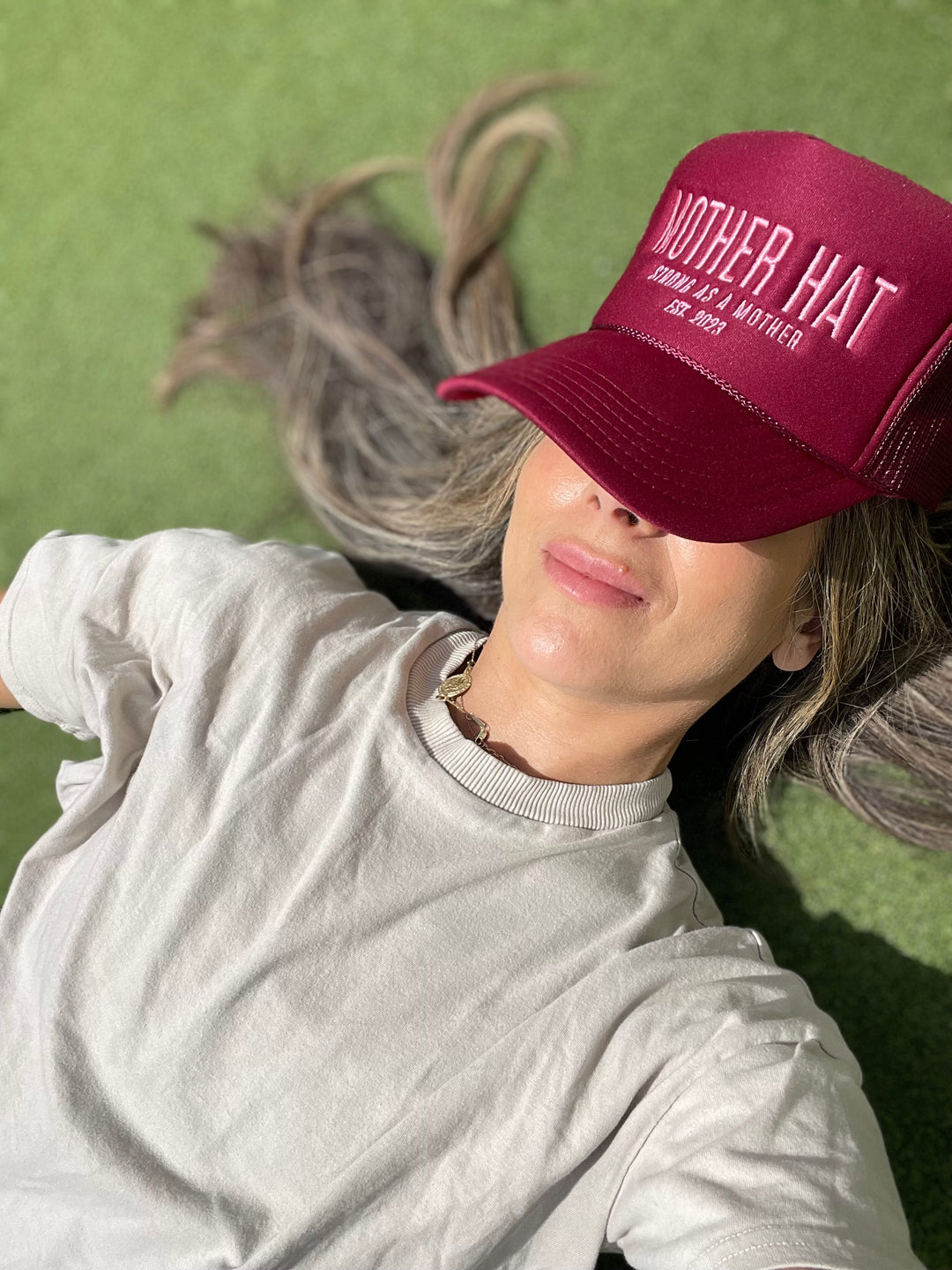 Mother Hat - Embroidered Trucker Hat - Maroon – mother hats display picture 2