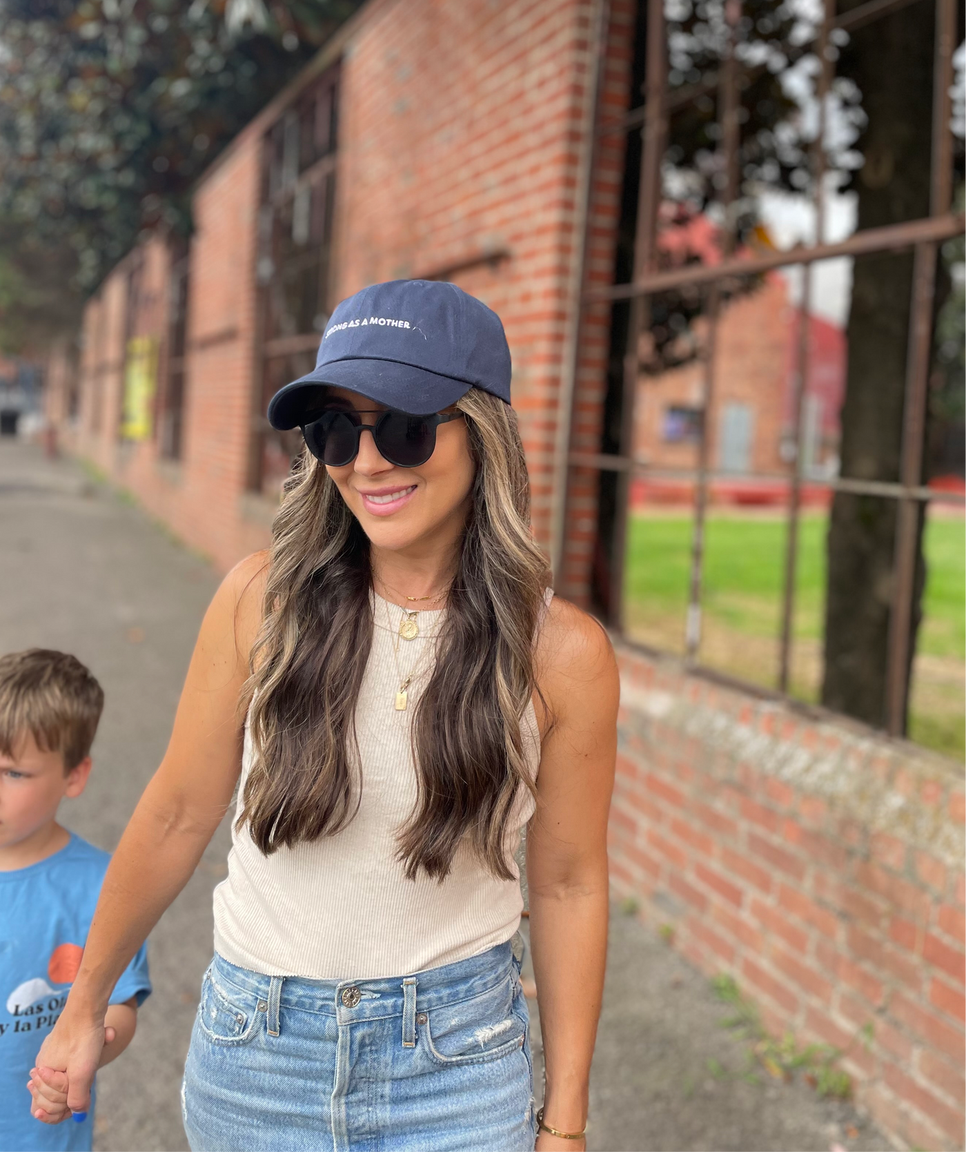 Strong as a mother Embroidered Dad Hat - Navy