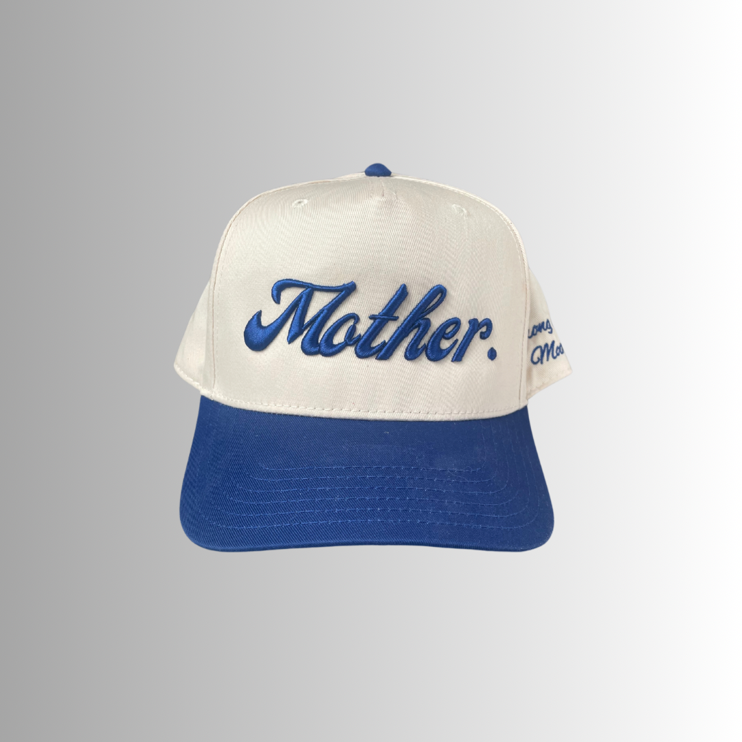 Mother Canvas Hat - Cream/Royal Blue