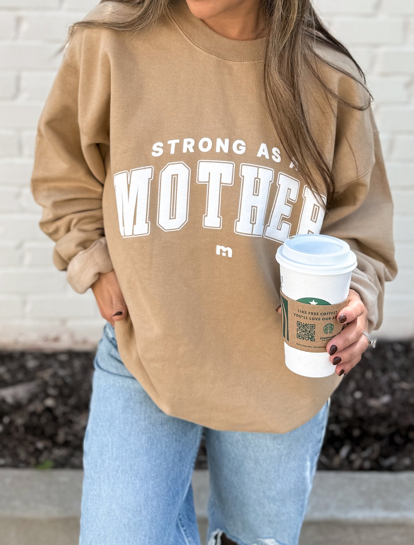 Strong as a mother® Varsity Sweatshirt- Khaki