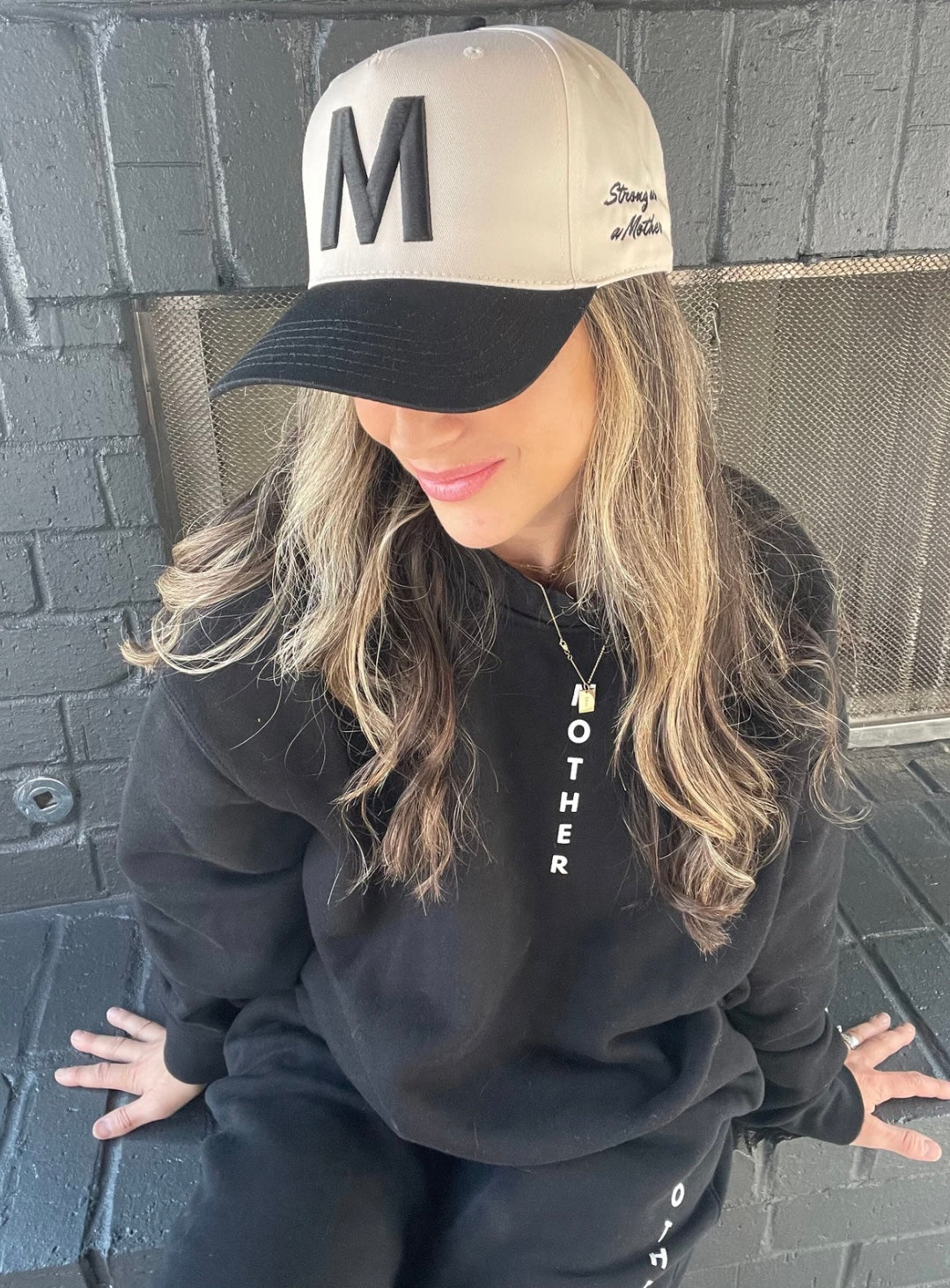 The Mother Letter Hat - Natural/Black – mother hats display picture 1