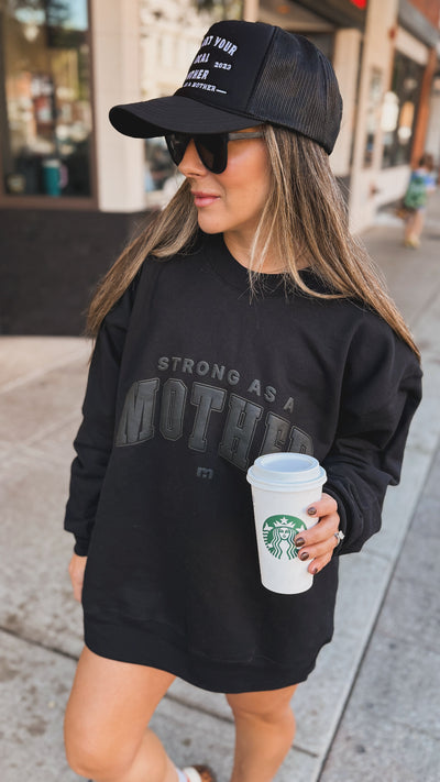 Strong as a mother® Varsity Sweatshirt- Black