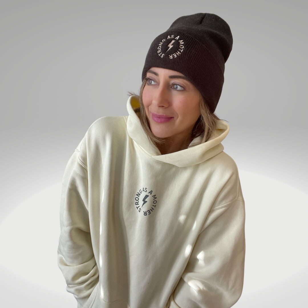 Strong as a mother™ Embroidered Beanie - Charcoal Gray