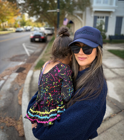 "mother." Embroidered Trucker Hat - Navy