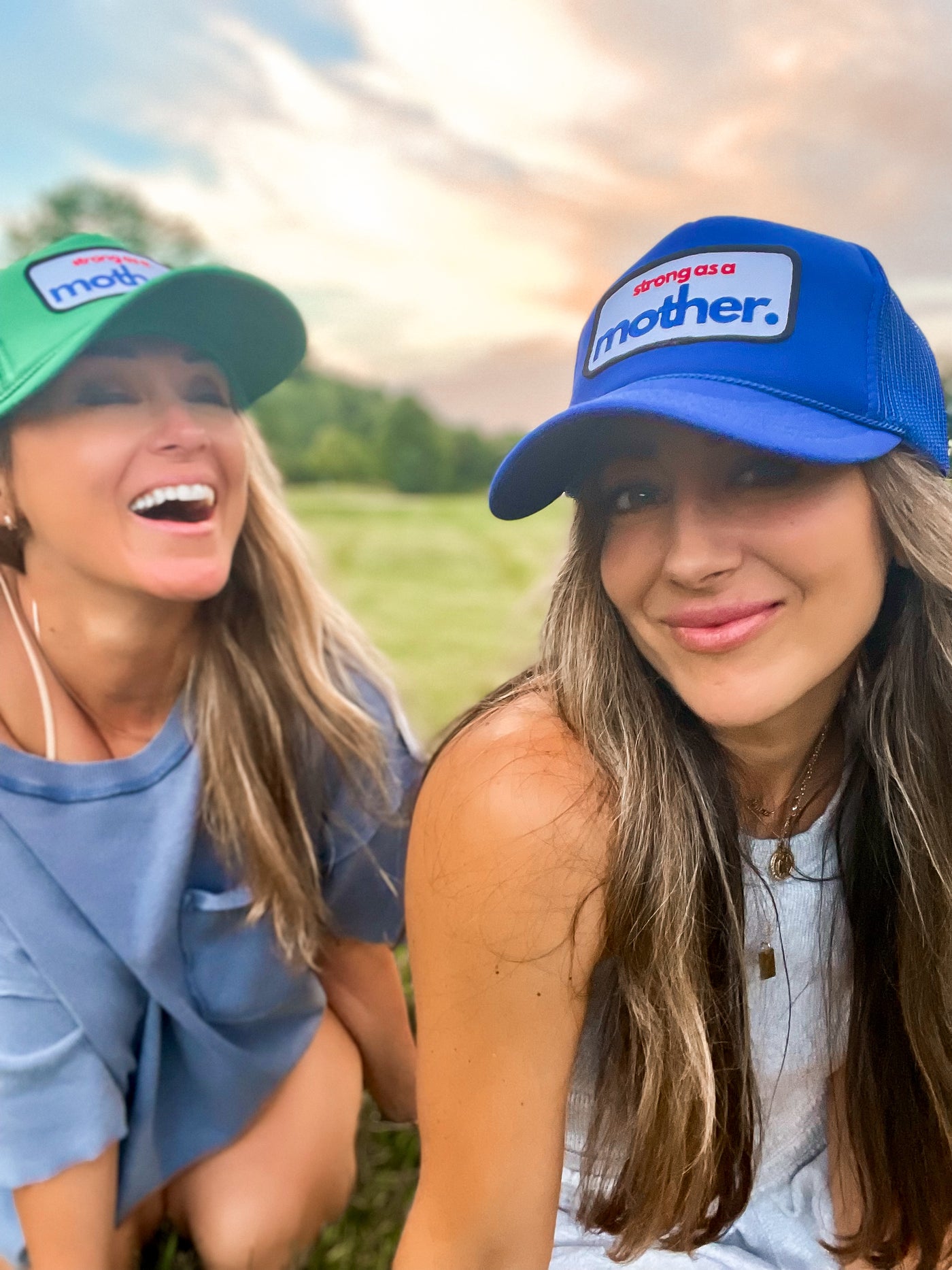 Strong as a Mother Patch Trucker Hat - Royal Blue