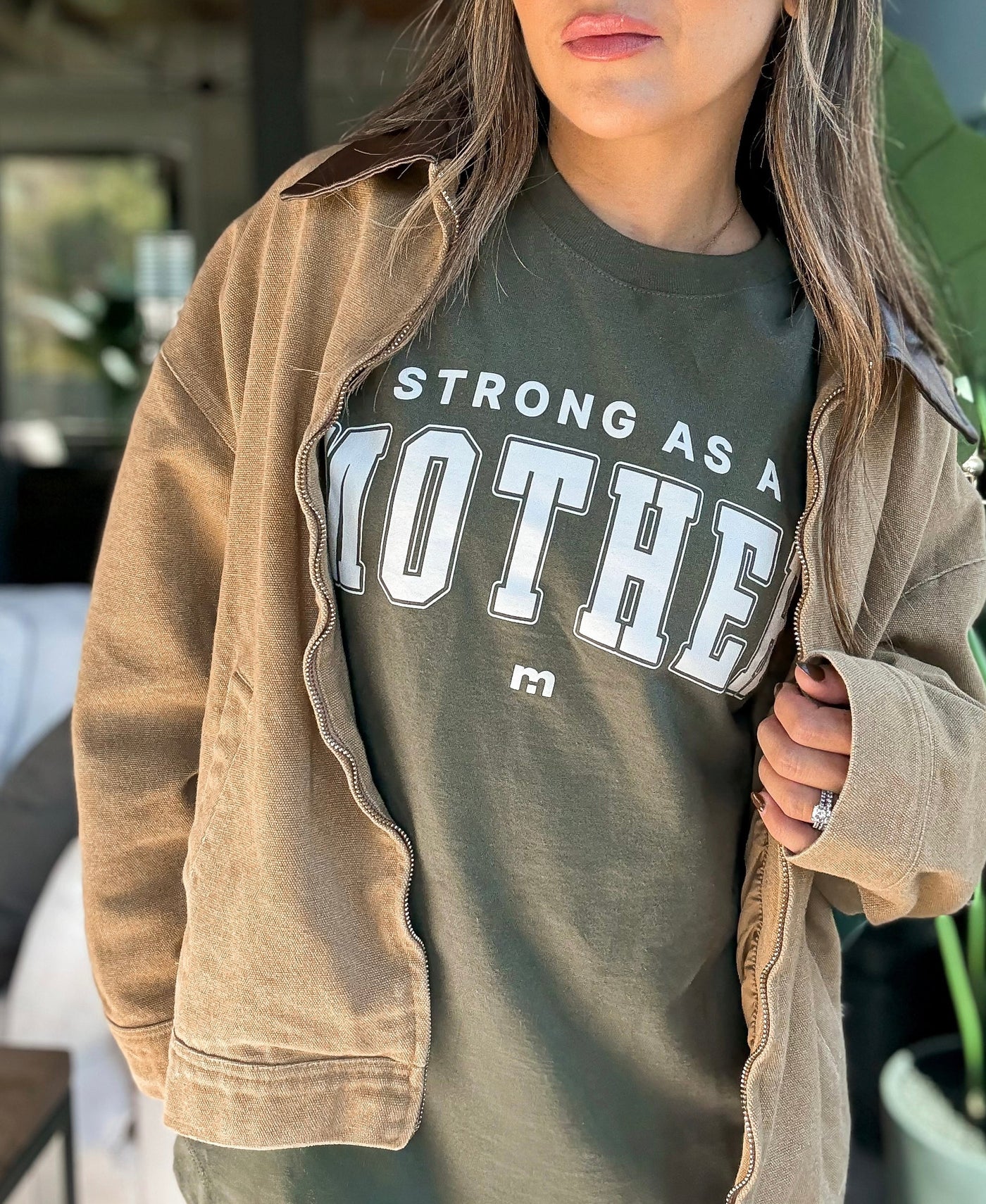 Oversized Varsity Layering Tee - Olive