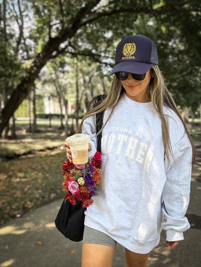 Strong as a mother® Varsity Sweatshirt- Gray