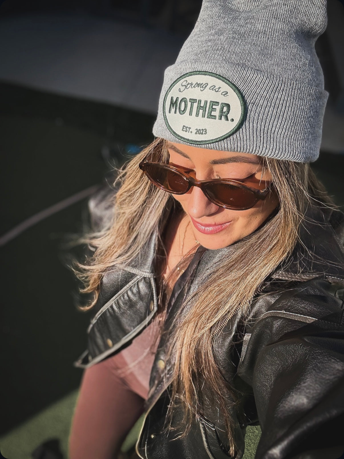 Strong as a mother®  Patch Beanie - Gray