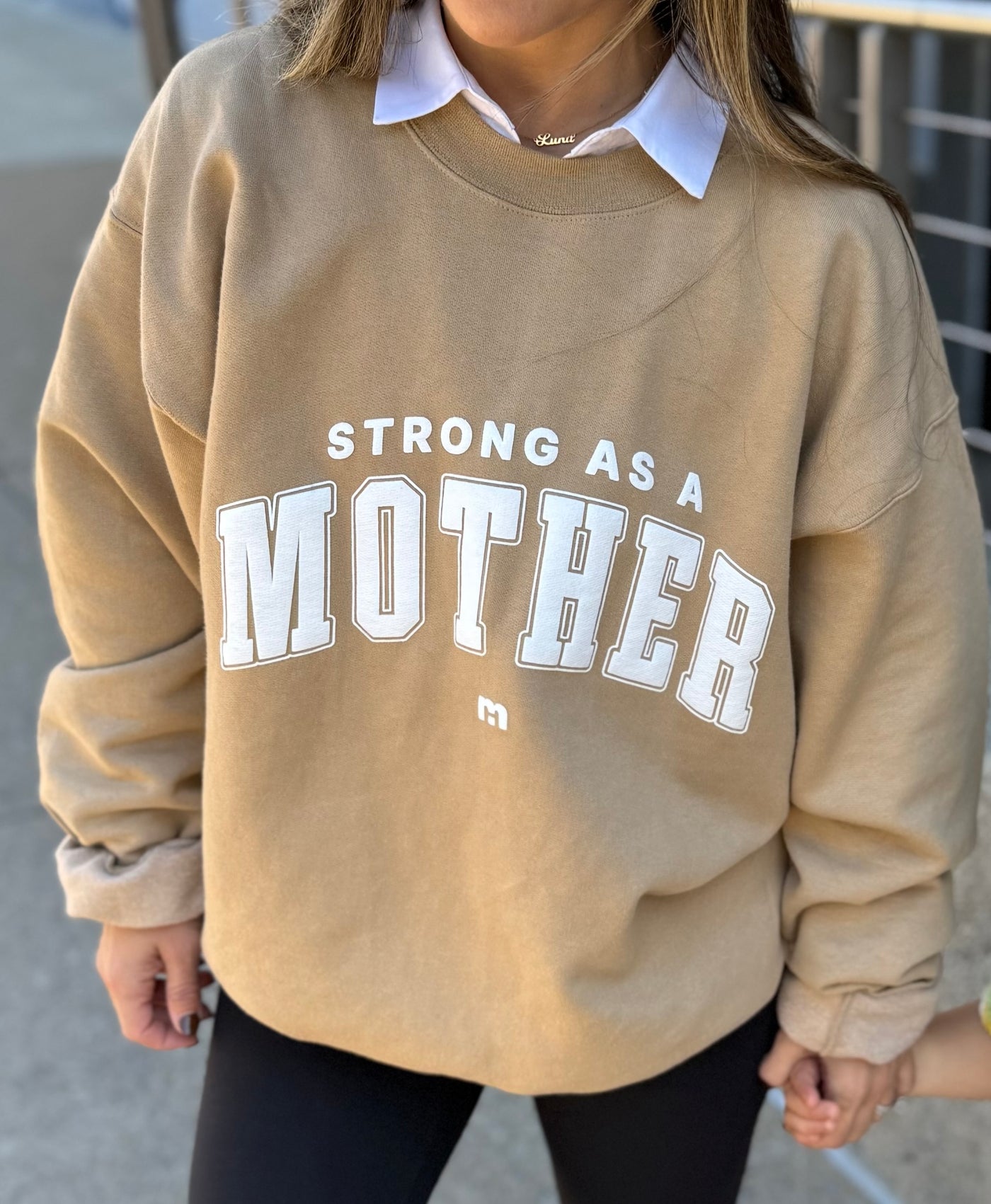 Strong as a mother® Varsity Sweatshirt- Khaki