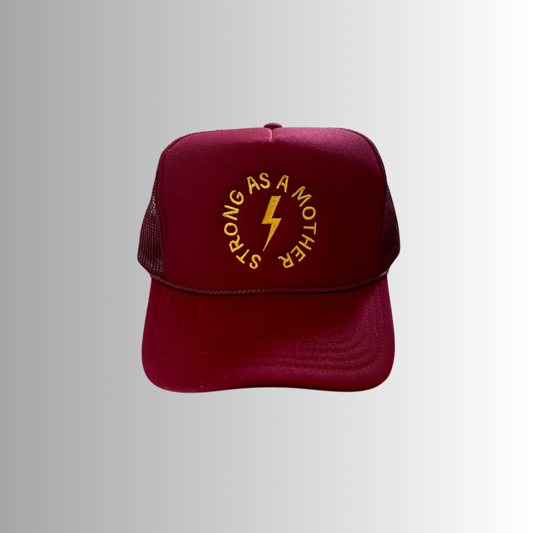 Strong as a mother™ Embroidered Trucker Hat - Maroon