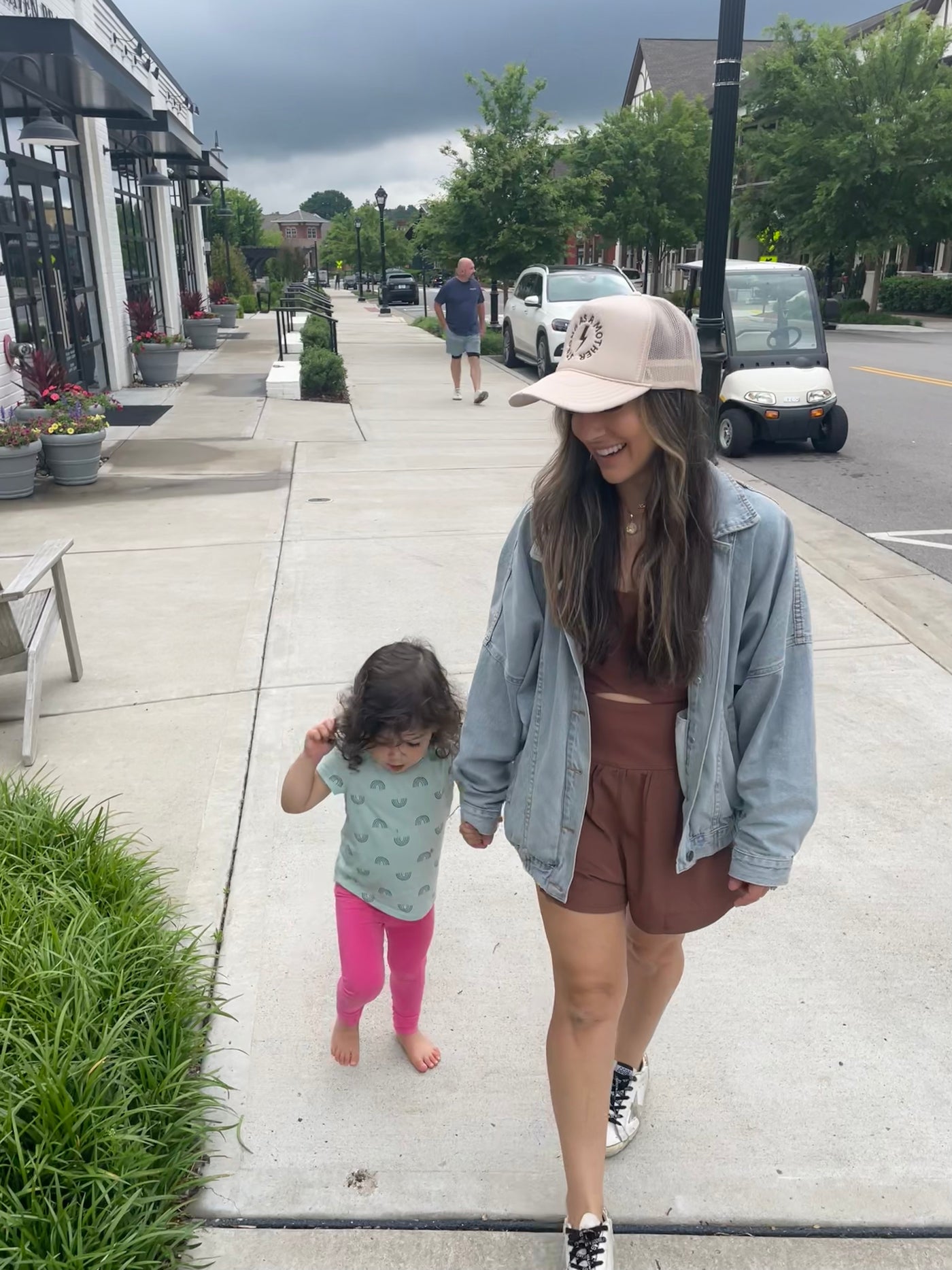 "Strong as a mother" Embroidered Trucker Hat - Sand