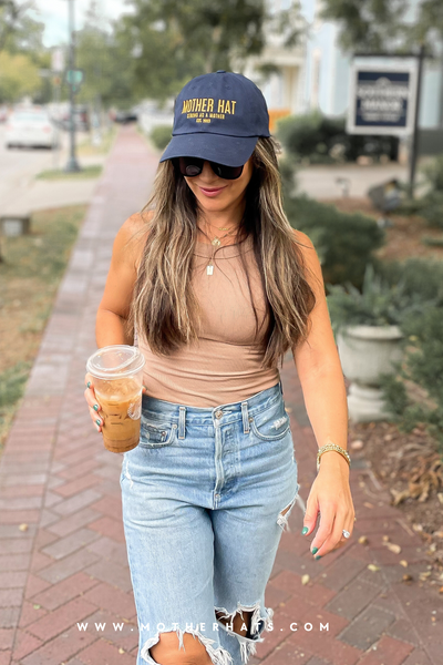 The Mother Hat Embroidered Dad Hat- Navy