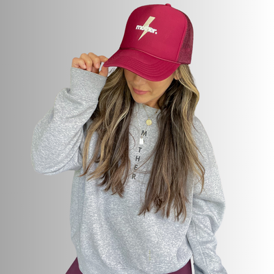 Mother Strong Printed Trucker Hat - Maroon