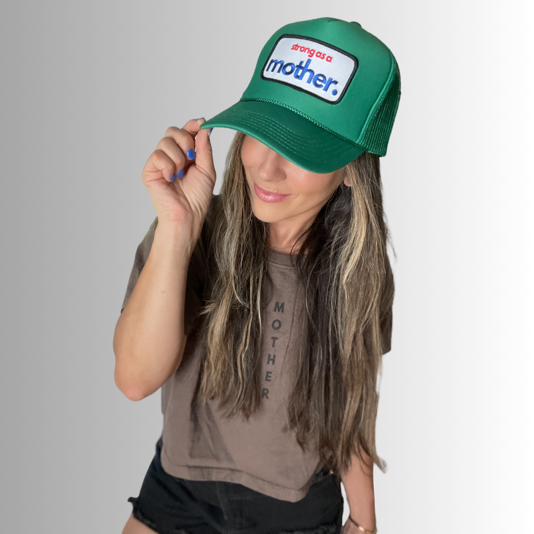 Strong as a Mother Patch Trucker Hat - Kelly Green