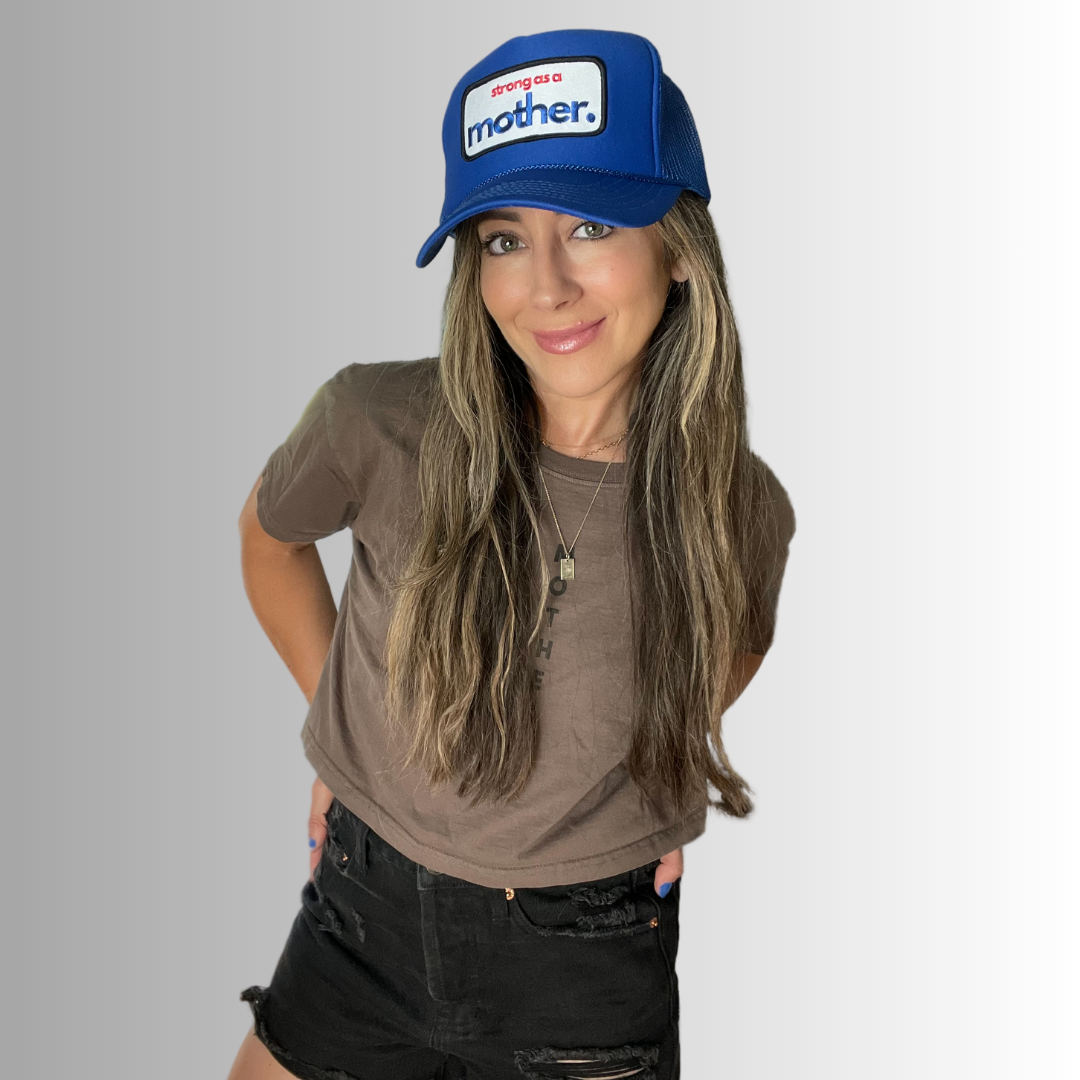 Strong as a Mother Patch Trucker Hat - Royal Blue