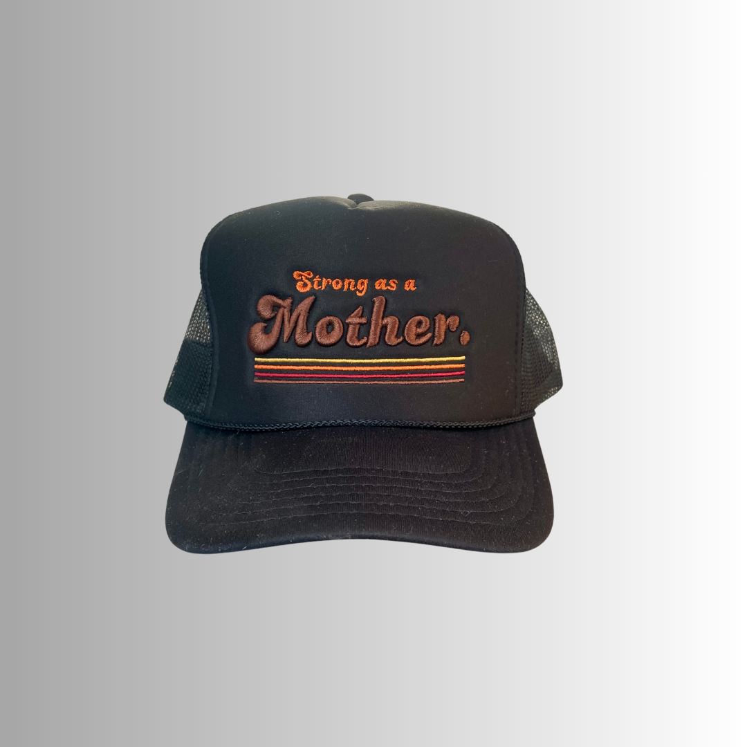 RETRO MOTHER. -  Embroidered Trucker Hat - Black