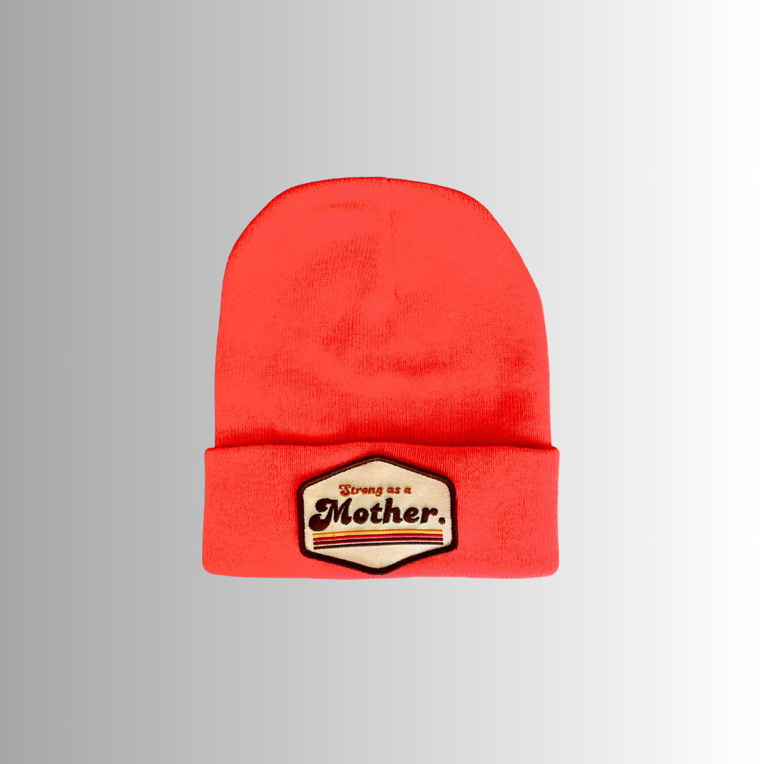 RETRO Mother Patch Beanie - Neon Orange