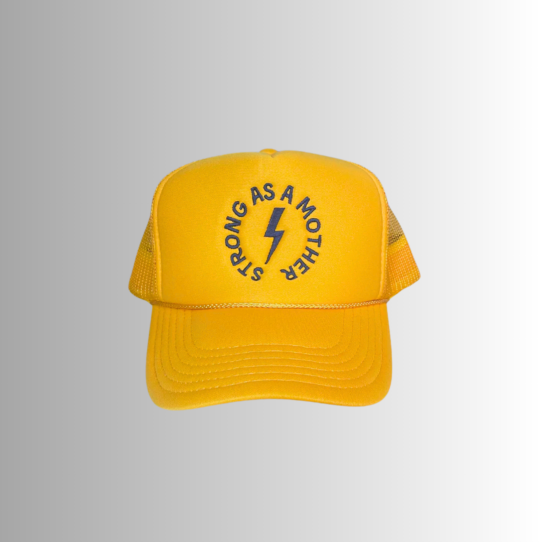 Strong as a mother® Embroidered Trucker Hat - Yellow