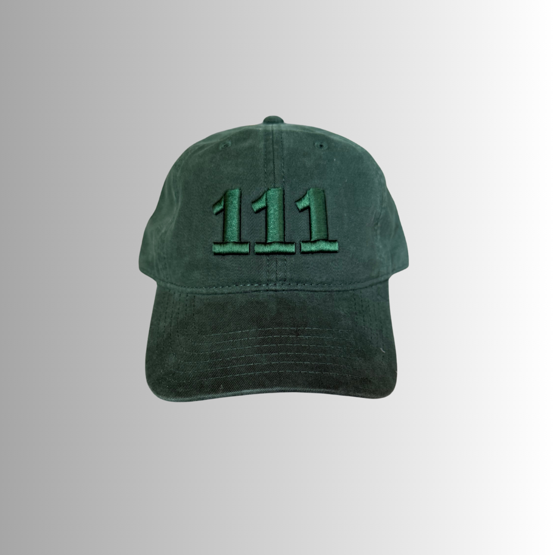 111 Embroidered Dad Hat - Dark Green