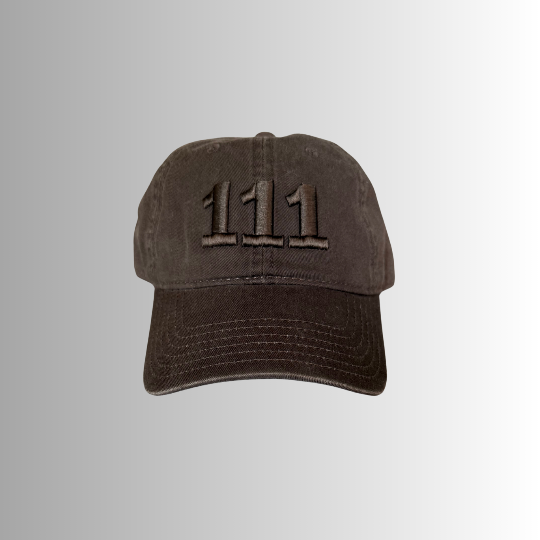 111 Embroidered Dad Hat - Brown